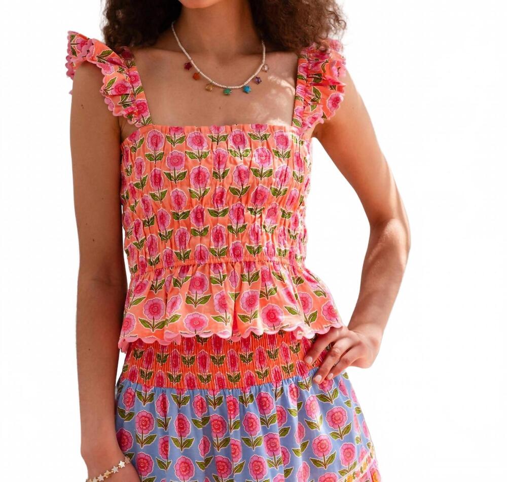 NEW PINK CITY PRINTS jessica top in peach buta